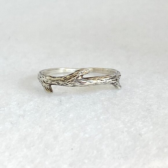 Sterling Silver 925 Dainty Minimalist Figural Branch Coral Band Ring Sz 5.5 - Picture 2 of 15